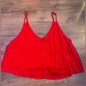 red flowy cropped top